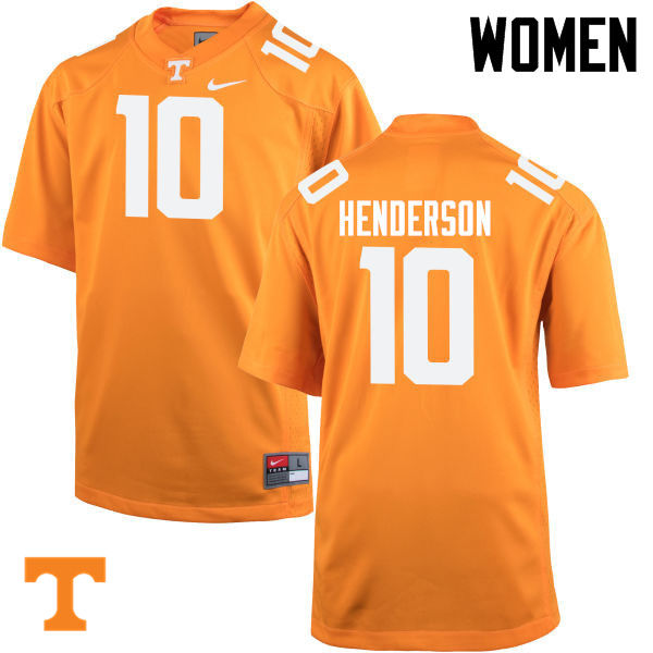 Women #10 D.J. Henderson Tennessee Volunteers College Football Jerseys-Orange - Click Image to Close